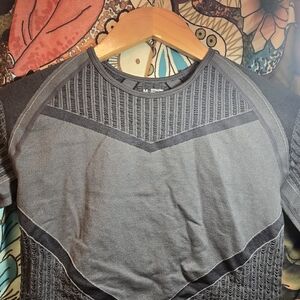 Gray Textured Short Sleeve Top